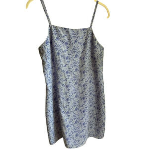 VTG Express Periwinkle Blue Mini Romper Skort Floral Spaghetti Strap Sz 11/12